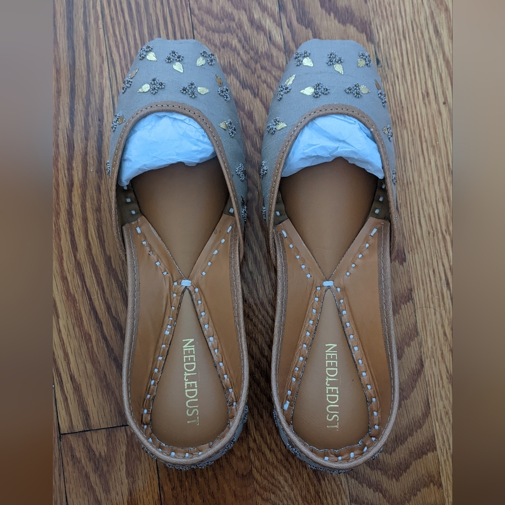 Embellished Leather Jutti Flat Shoes